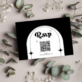 Minimale Retro Arch Black en White Wedding RSVP Ca