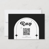 Minimale Retro Arch Black en White Wedding RSVP Ca (Voorkant)