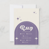 Minimale Retro Arch Paarse Bruiloft RSVP Kaartje (Voorkant)