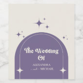 Minimale retro Arch Paarse bruiloft Wijn Etiket (Enkel label)