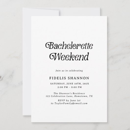 Minimale Retro Bachelorette Weekend in Zwart en Wi Kaart (Voorkant)