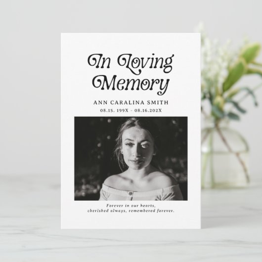 Minimale retro begrafenis in liefdevolle herinneri kaart (Staand voorkant)