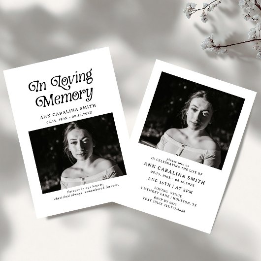 Minimale retro begrafenis in liefdevolle herinneri kaart