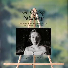 Minimale retro-begrafenisfoto in liefdevol geheuge acryl bord