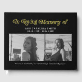 Minimale retro-begrafenisfoto in liefdevol geheuge gastenboek (Voorkant)