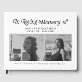 Minimale retro-begrafenisfoto in liefdevol geheuge gastenboek (Voorkant)