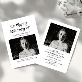 Minimale retro-begrafenisfoto in liefdevol geheuge kaart