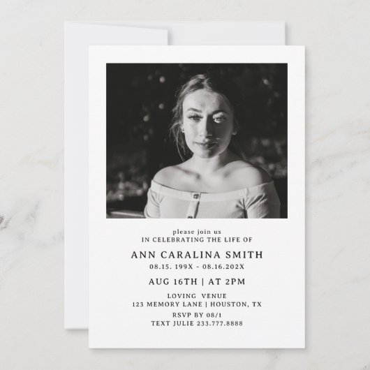 Minimale retro-begrafenisfoto in liefdevol geheuge kaart (Achterkant)