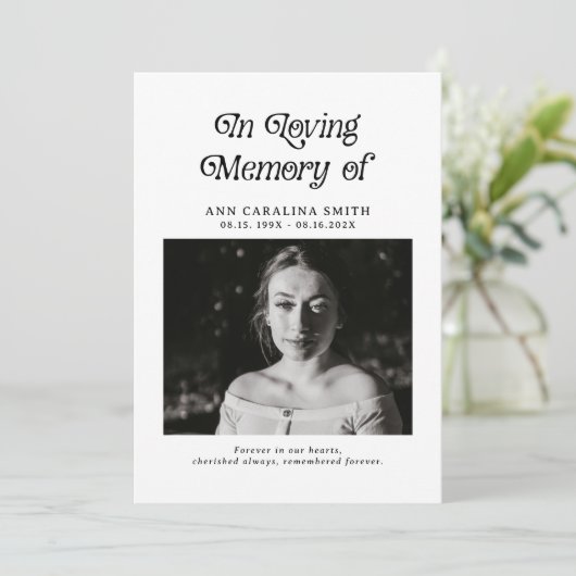 Minimale retro-begrafenisfoto in liefdevol geheuge programmakaart (Staand voorkant)