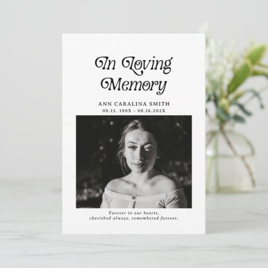 Minimale retro-begrafenisfoto in liefdevol geheuge programmakaart (Staand voorkant)