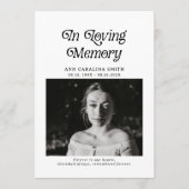 Minimale retro-begrafenisfoto in liefdevol geheuge programmakaart (Voorkant)