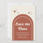 Minimale Retro Boog Terracotta Trouw Save The Date (Voorkant)