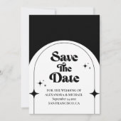 Minimale Retro Boog Zwart en Wit Save The Date (Voorkant)