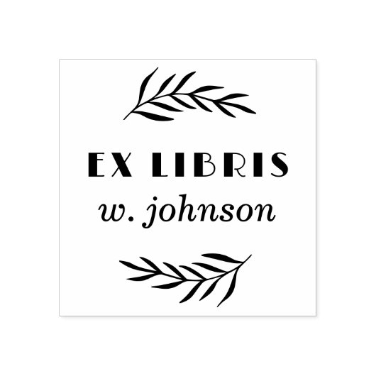 Minimale Retro Botanische tak Ex Libris Boekplaat Rubberstempel (Afrduk)