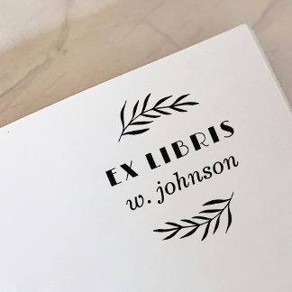 Minimale Retro Botanische tak Ex Libris Boekplaat Rubberstempel