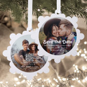 Minimale Retro Bruiloft Bewaar de datum QR Kerstmi Ornament Kaart
