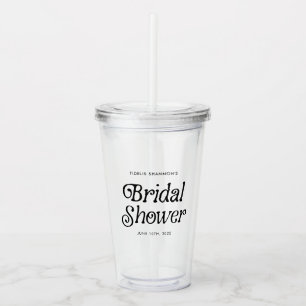 Minimale Retro Bruiloftsfeest in Zwart en Wit Acryl Drinkbeker