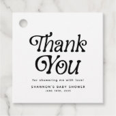 Minimale Retro Bruiloftsfeest in Zwart en Wit Bedankjes Labels (Voorkant)