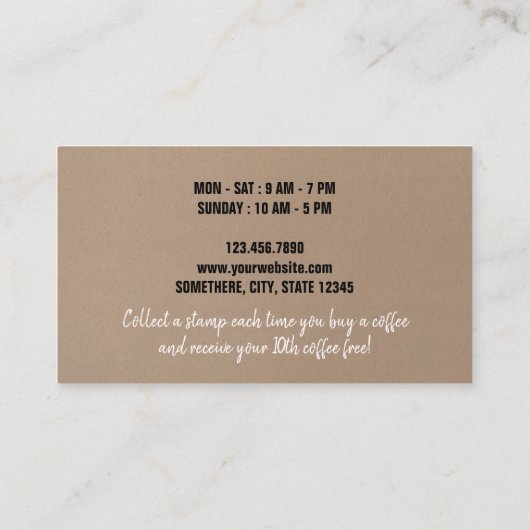 Minimale retro  bruine kraft Eenvoudige koffie Klantenkaartje (Achterkant)