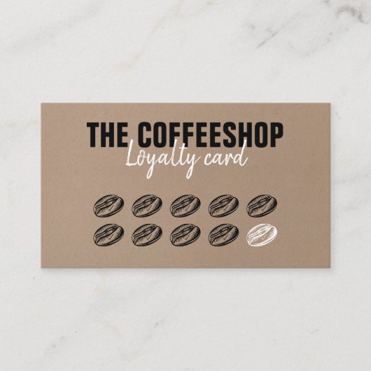 Minimale retro  bruine kraft Eenvoudige koffie Klantenkaartje (Voorkant)