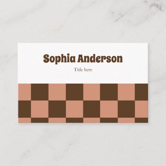 Minimale Retro Checkerboard – Bruin & stoffig Roos Visitekaartje (Voorkant)