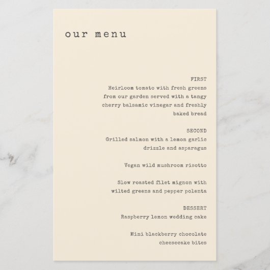 Minimale Retro Cream Typewriter Aangepaste bruilof (Voorkant)