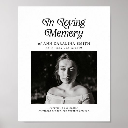 Minimale Retro-Funerair Foto Ter Herinnering Poster (Voorkant)