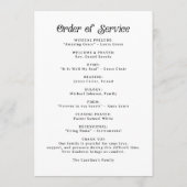 Minimale Retro Funeral Order of Service Programmakaart (Achterkant)
