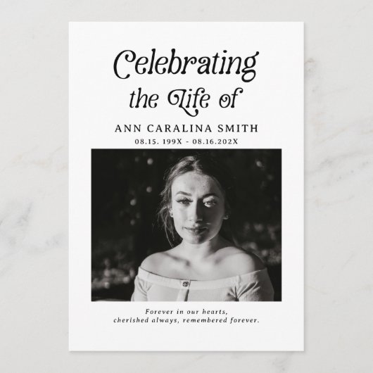 Minimale Retro Funeral Order of Service Programmakaart (Voorkant)