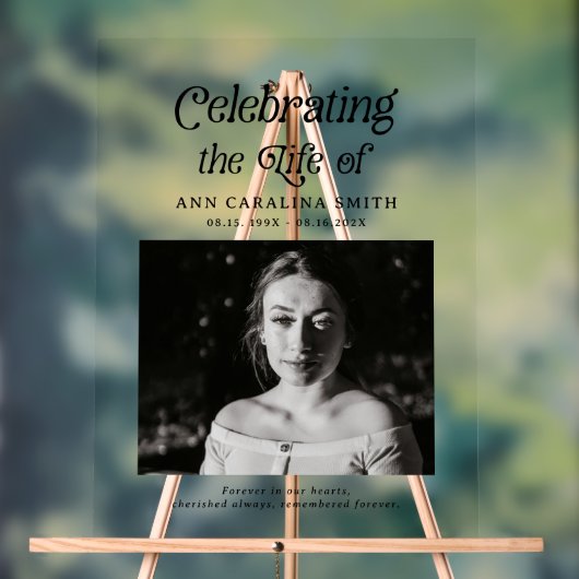 Minimale Retro Funeral Order of Service Teken Acryl Bord (Neutraal)