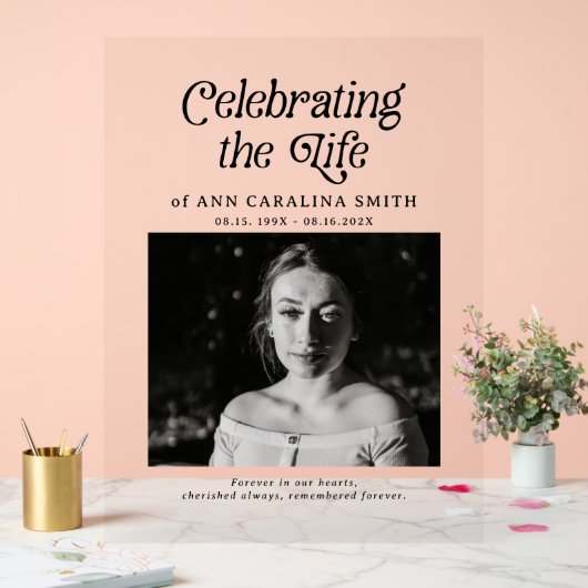 Minimale Retro Funeral Order of Service Teken Acryl Bord (Huwelijk)