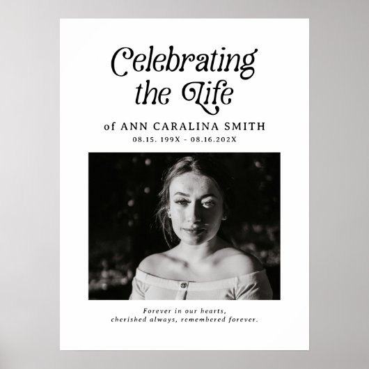 Minimale Retro Funeral Order of Service Teken Poster (Voorkant)