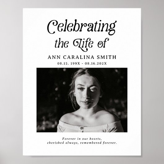 Minimale Retro Funeral Order of Service Teken Poster (Voorkant)