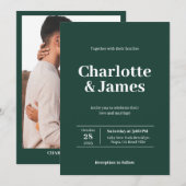 Minimale Retro Groene Moderne Fotoscript Bruiloft Kaart (Voorkant / Achterkant)