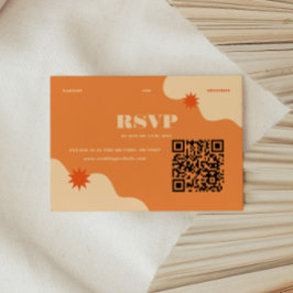 Minimale Retro Kleurrijke Zomer Huwelijk QR Code RSVP Kaartje