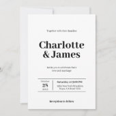 Minimale retro Moderne bruiloft met fotoscript Kaart (Voorkant)