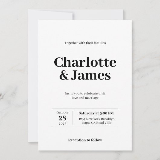 Minimale retro Moderne bruiloft met fotoscript Kaart (Voorkant)