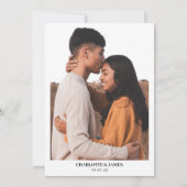 Minimale retro Moderne bruiloft met fotoscript Kaart (Achterkant)