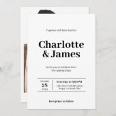 Minimale retro Moderne bruiloft met fotoscript Kaart (Voorkant / Achterkant)