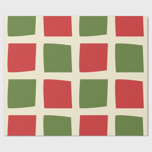 Minimale retro moderne kerstcheck groot patroon cadeaupapier (Vlak)