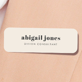 Minimale  retro Organic Natural Cream Naamplaatje