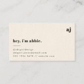 Minimale  retro Organic Natural Cream Visitekaartje (Achterkant)