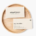 Minimale  retro Organic Natural Cream Visitekaartje<br><div class="desc">Een eenvoudig stijlvol aangepast ontwerp met retro-typografie op een crèmeachtergrond. De tekst,  met inbegrip van uw monogram en bijnaam,  kan gemakkelijk worden gepersonaliseerd om een ontwerp zo uniek te maken zoals u bent! Het perfecte trendy op maat ontworpen voor persoonlijk of zakelijk gebruik!</div>
