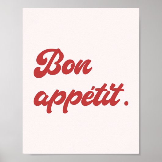 Minimale Retro Script 'Bon Appétit' Keuken Poster (Voorkant)