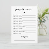 Minimale Retro Script Prayers voor Baby Baby showe Advieskaart (Staand voorkant)