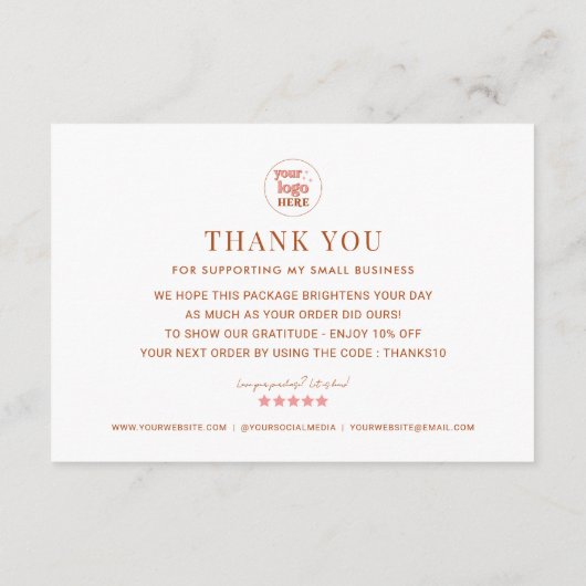 Minimale Retro Small Business - Hartelijk dank - K Bedankkaart (Achterkant)