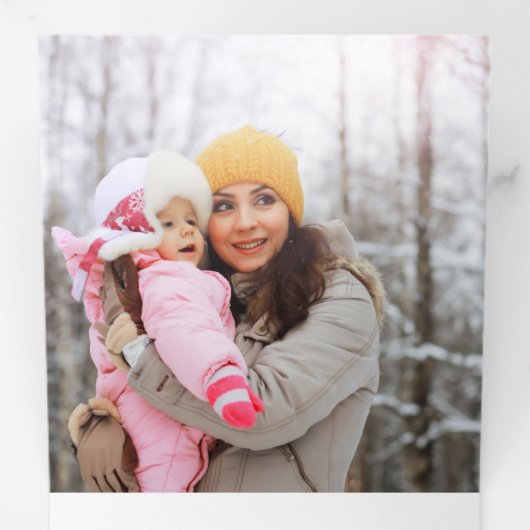 Minimale retro-startpunten in wintersneeuw drieluik wenskaart (Binnenzijde eerst)