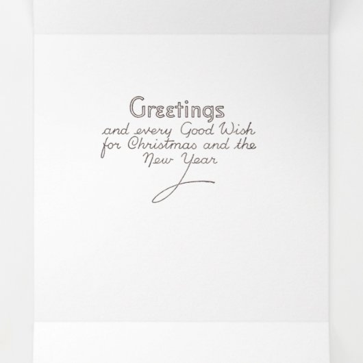 Minimale retro-startpunten in wintersneeuw drieluik wenskaart (Binnenkant midden)