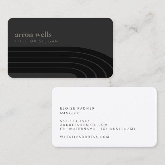 Minimale retro Stripe Waves Visitekaartje (Voorkant / Achterkant)