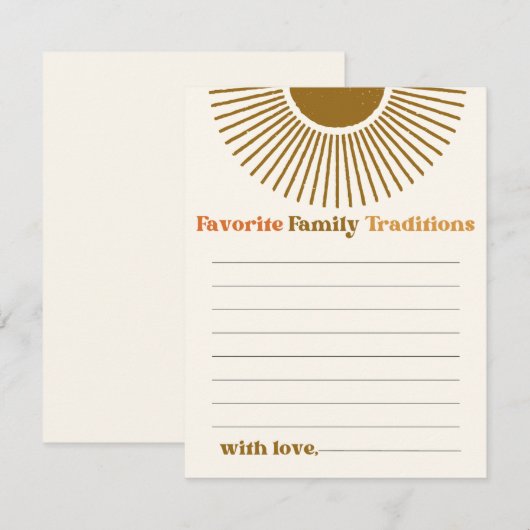 Minimale Retro Sun Favoriete Familietradities (Voorkant / Achterkant)